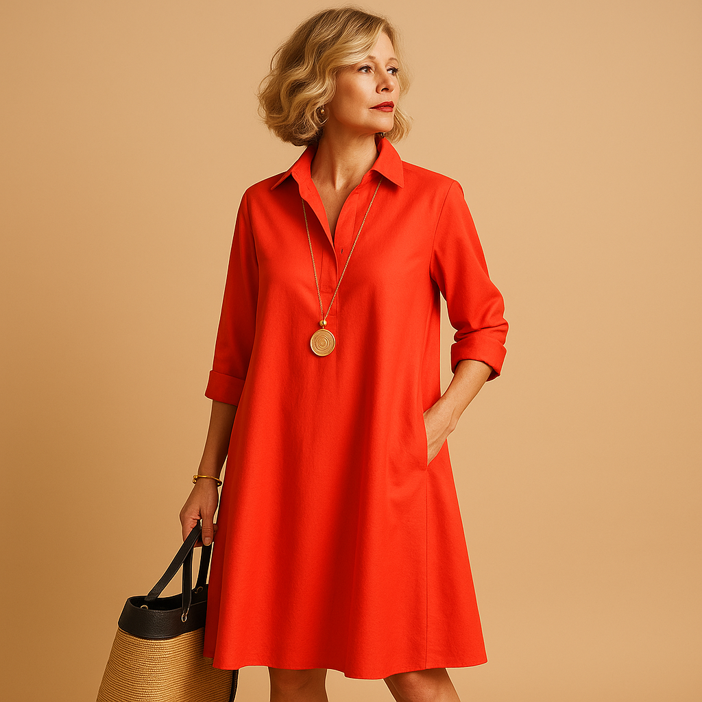 Women's Collar Polo Dress Stretchy - 
Fashinoza