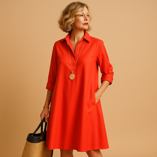 Women's Collar Polo Dress Stretchy - 
Fashinoza