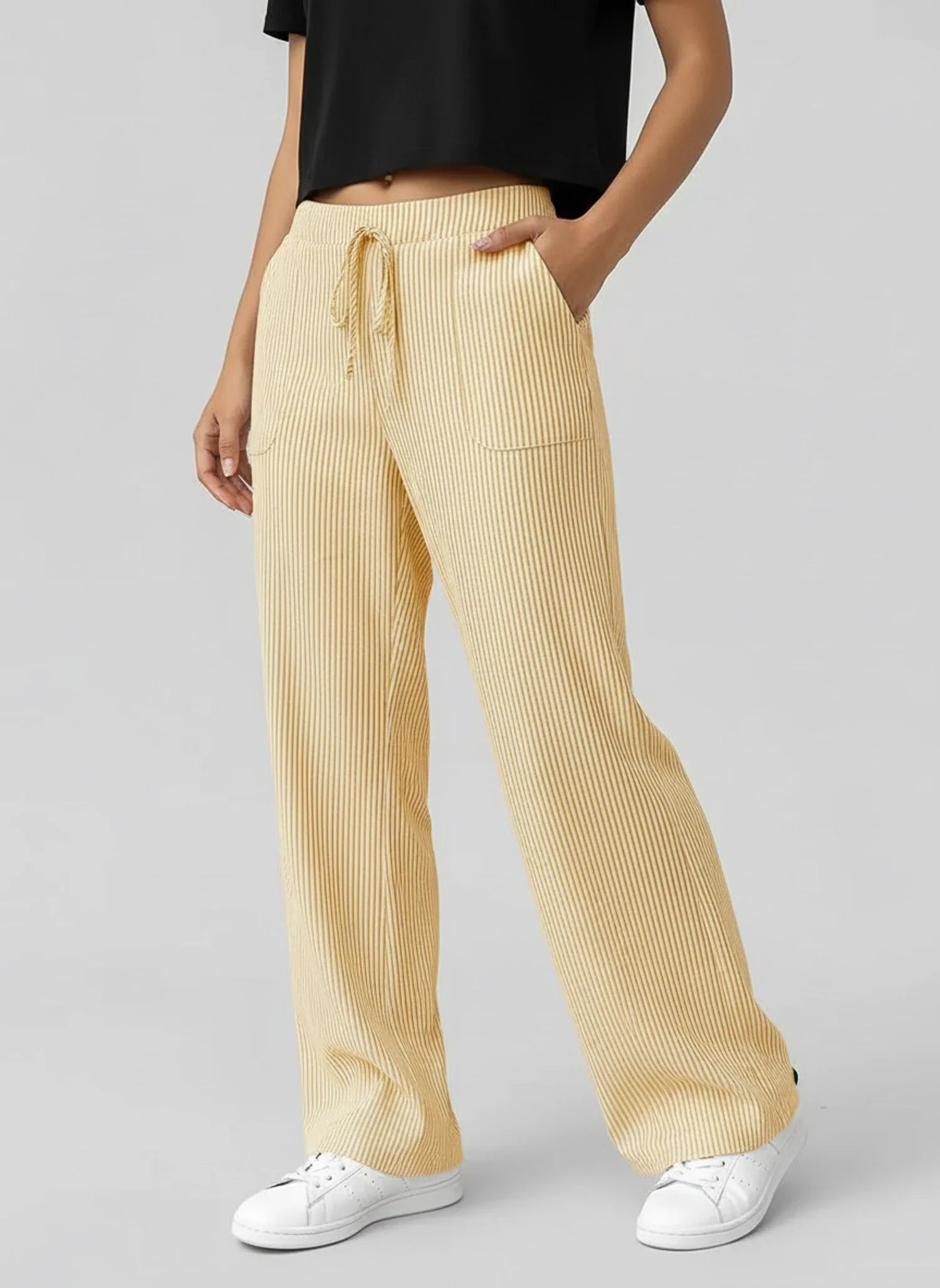 Women's Striped Wide Leg Pants - Fashinoza