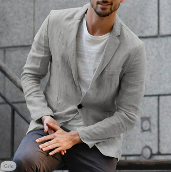 Men's Single-Breasted Blazer Casual Wool - Fashinoza