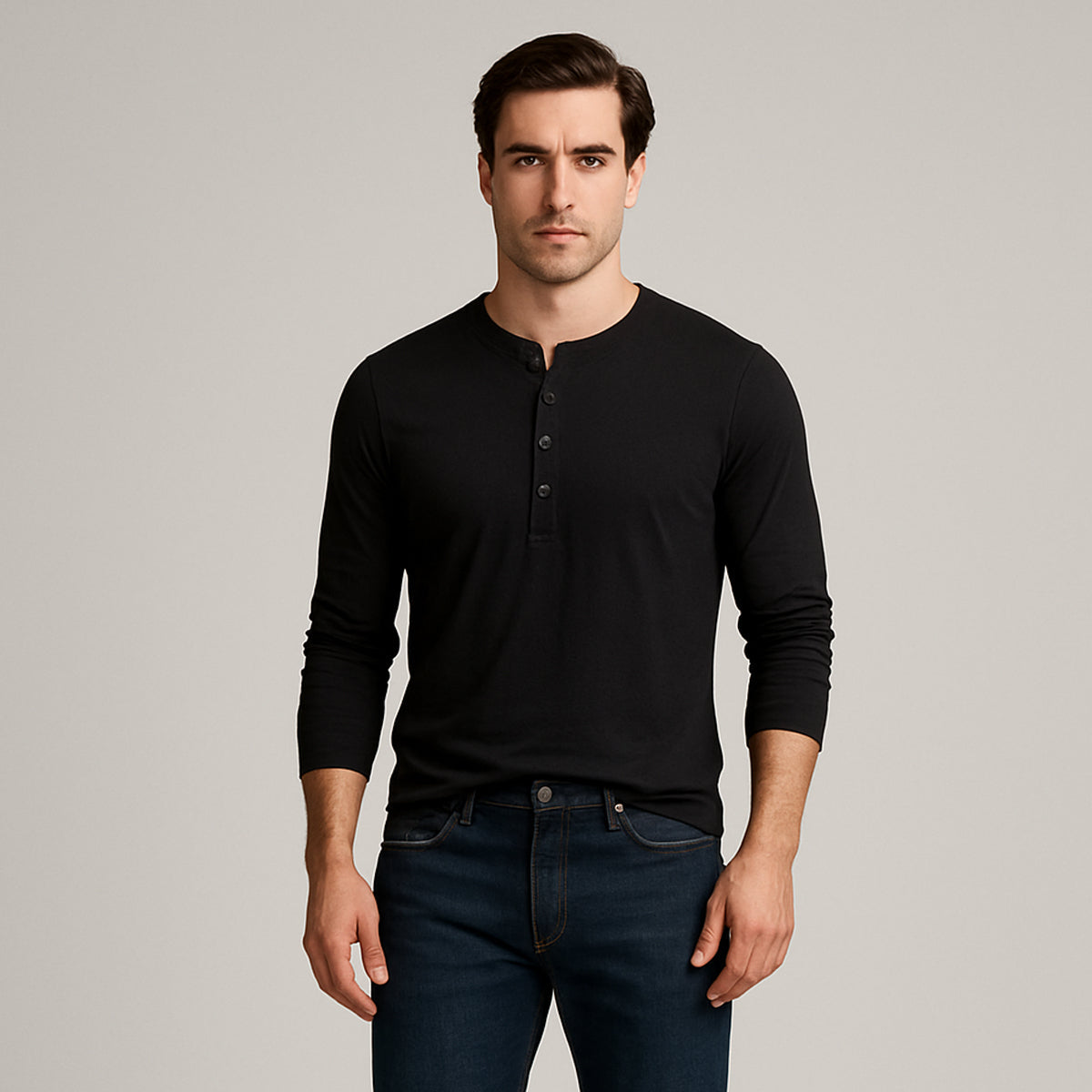Men's Long Sleeve Cotton Polo Shirt