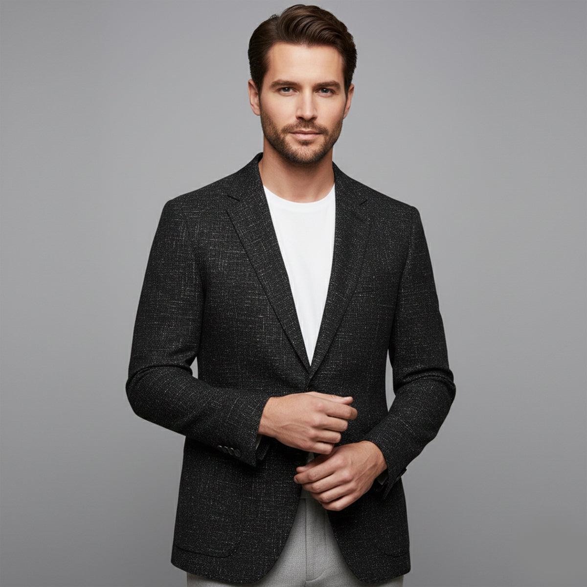 Men's Plaid Blazer Jacket Checked Double Breasted Wool