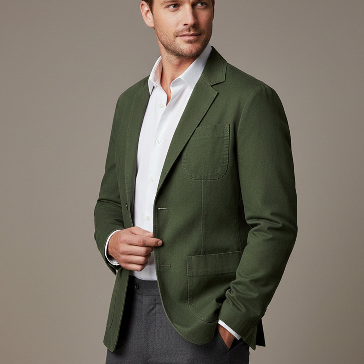 Men's Cotton Windbreaker Blazer With Pockets
