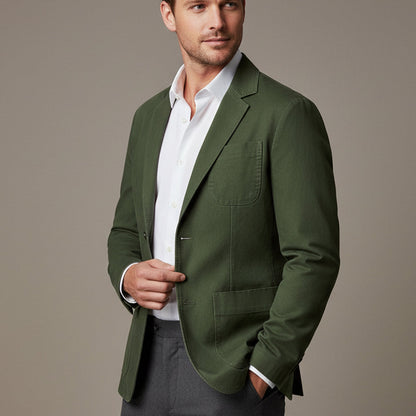 Men's Cotton Windbreaker Blazer With Pockets