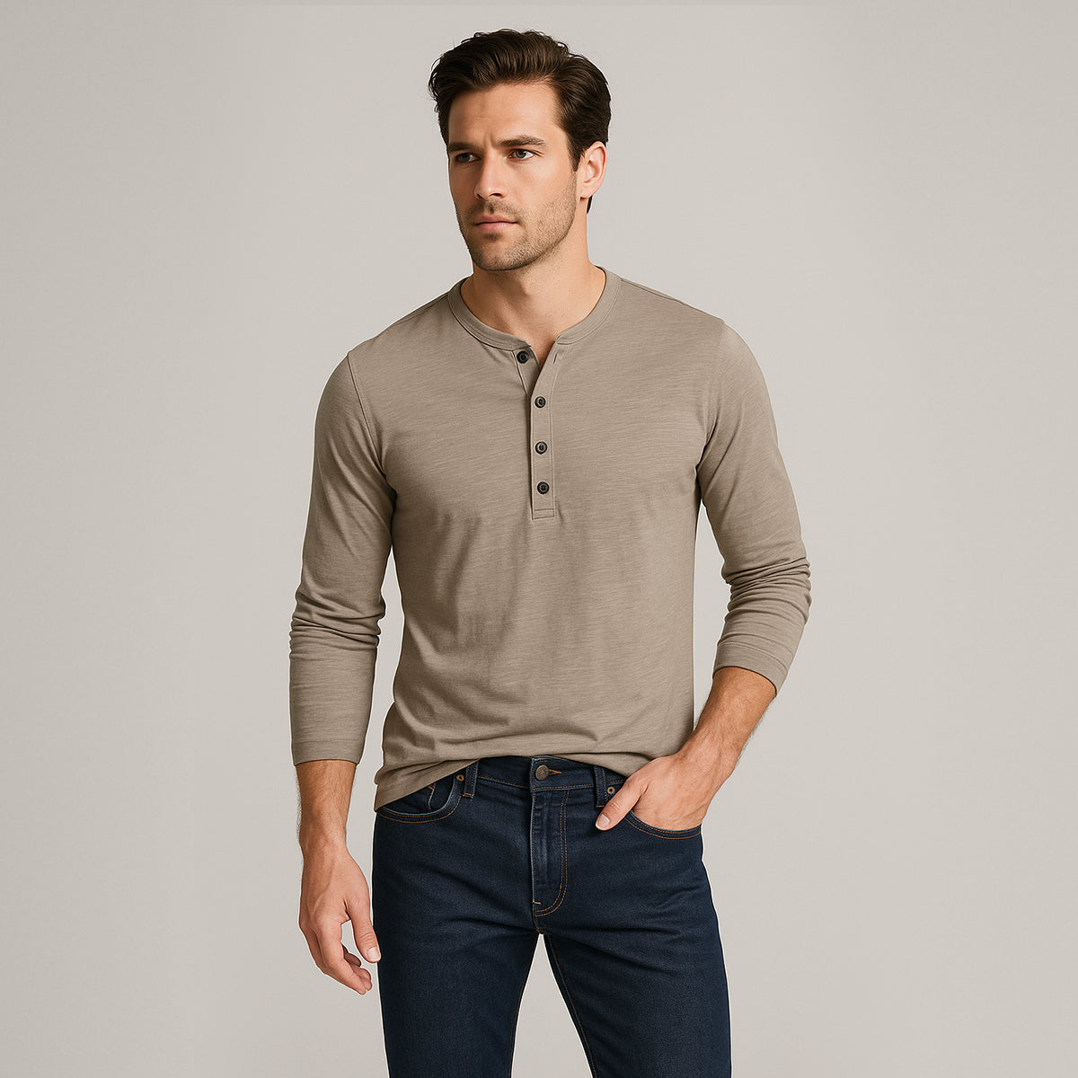 Men's Long Sleeve Cotton Polo Shirt