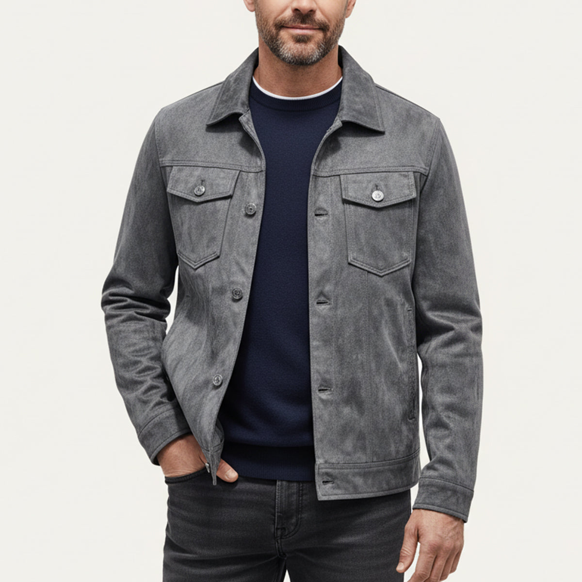 Montclair Men's Suede Cargo Jacket Lightweight