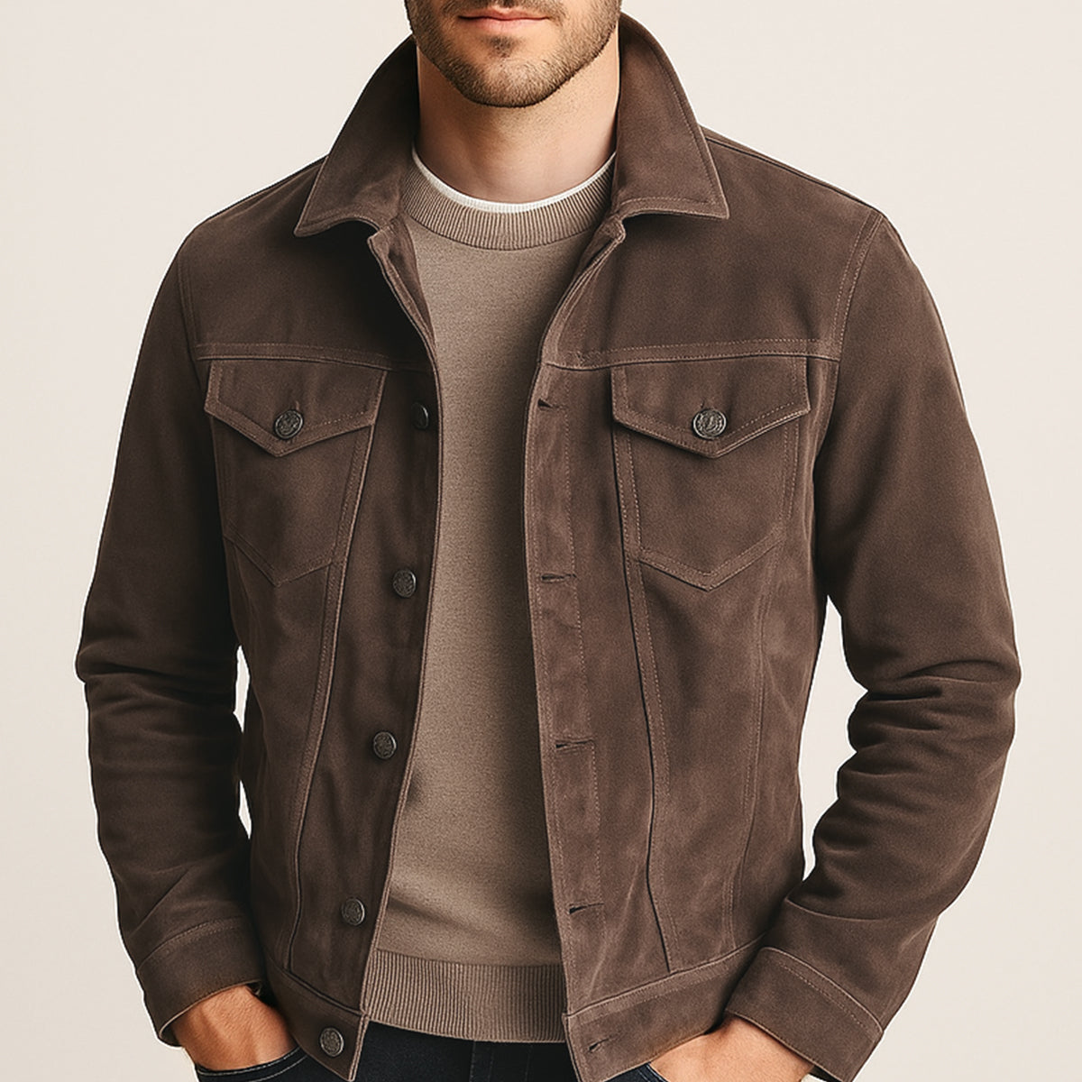 Montclair Men's Suede Cargo Jacket Lightweight
