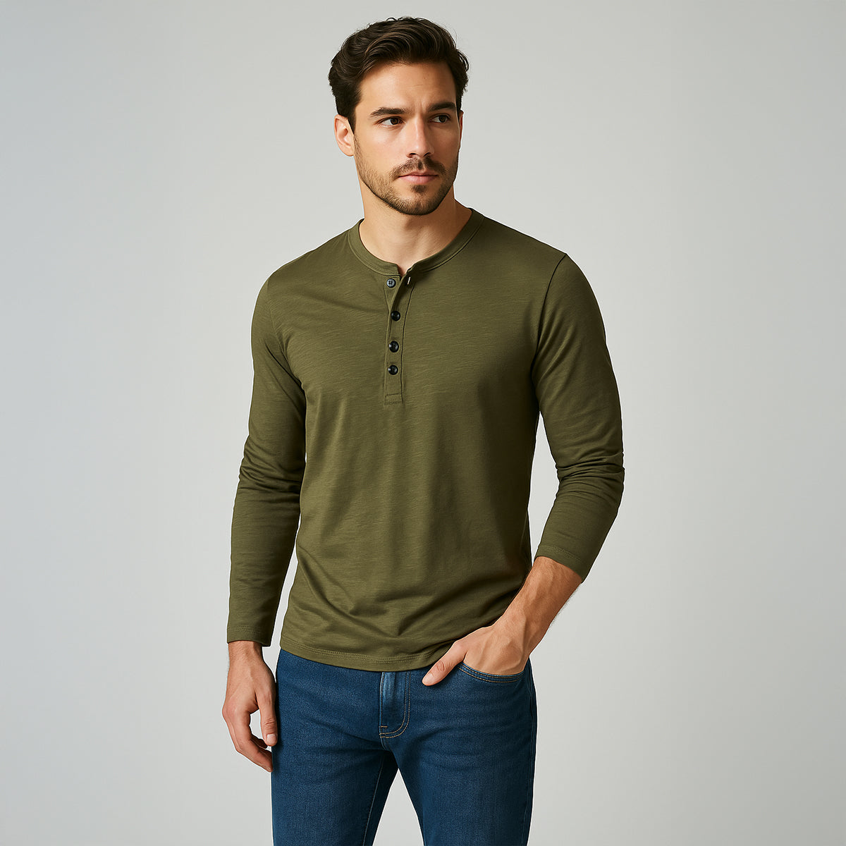 Men's Long Sleeve Cotton Polo Shirt