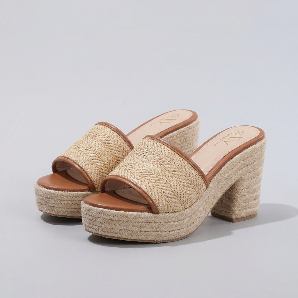 Women's Espadrille Platform Mule Sandal Block Heel