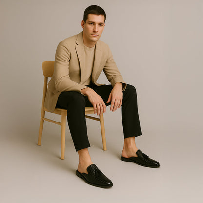 Men's Leather Mule Loafers Slip On