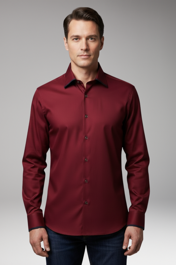 Men's Long Sleeve Dress Shirt Button Front