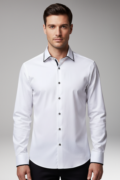 Men's Long Sleeve Dress Shirt Button Front