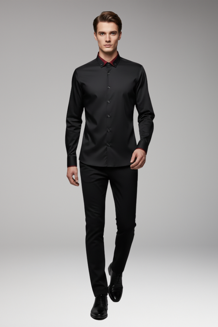 Men's Long Sleeve Dress Shirt Button Front
