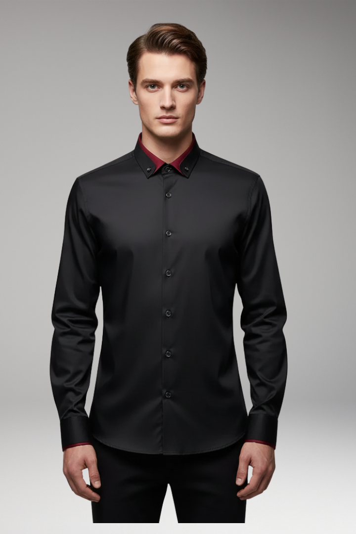 Men's Long Sleeve Dress Shirt Button Front