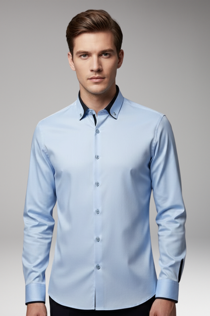 Men's Long Sleeve Dress Shirt Button Front