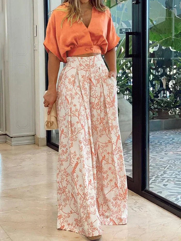 Image of Sue | Women's High-Waisted Wide Leg Two-Piece Set