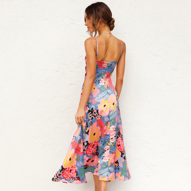 Image of Summer | Women's Floral Spaghetti Strap Midi Dress