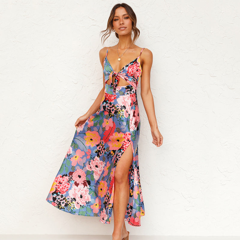 Image of Summer | Women's Floral Spaghetti Strap Midi Dress