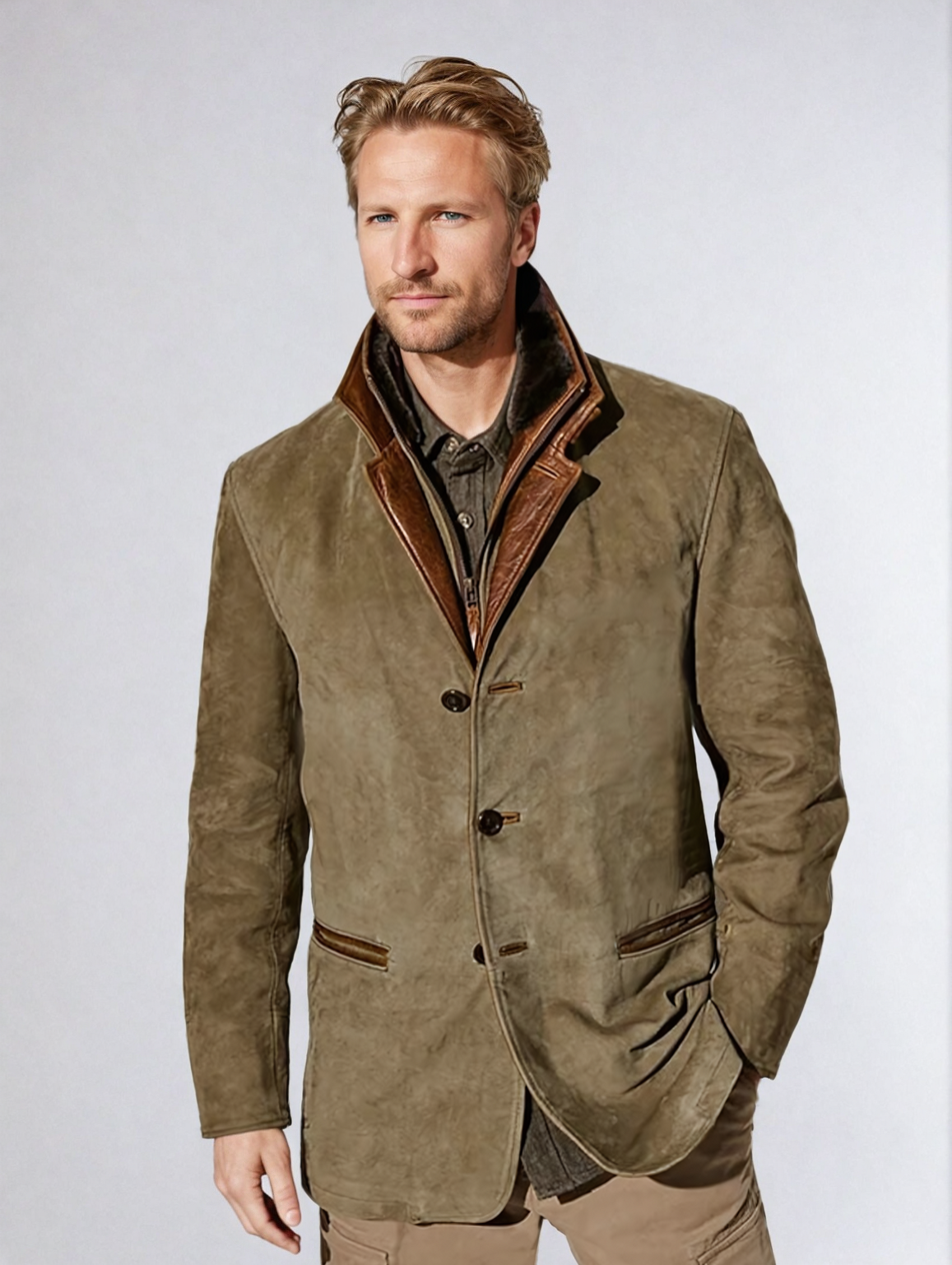 Men's Vintage Style Leather Jacket - 
Fashinoza