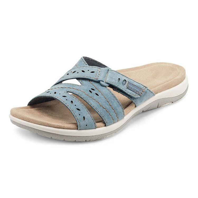 Women's Orthopedic Walking Sandals Hook and Loop Adjustable Strap Comfy Flat Shoes