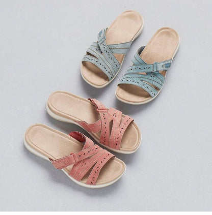 Women's Orthopedic Walking Sandals Hook and Loop Adjustable Strap Comfy Flat Shoes