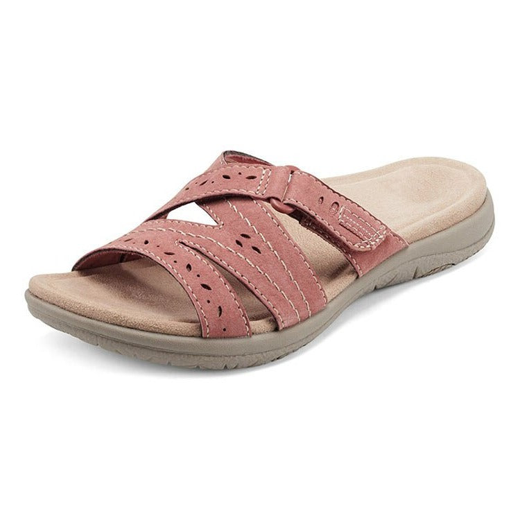 Women's Orthopedic Walking Sandals Hook and Loop Adjustable Strap Comfy Flat Shoes