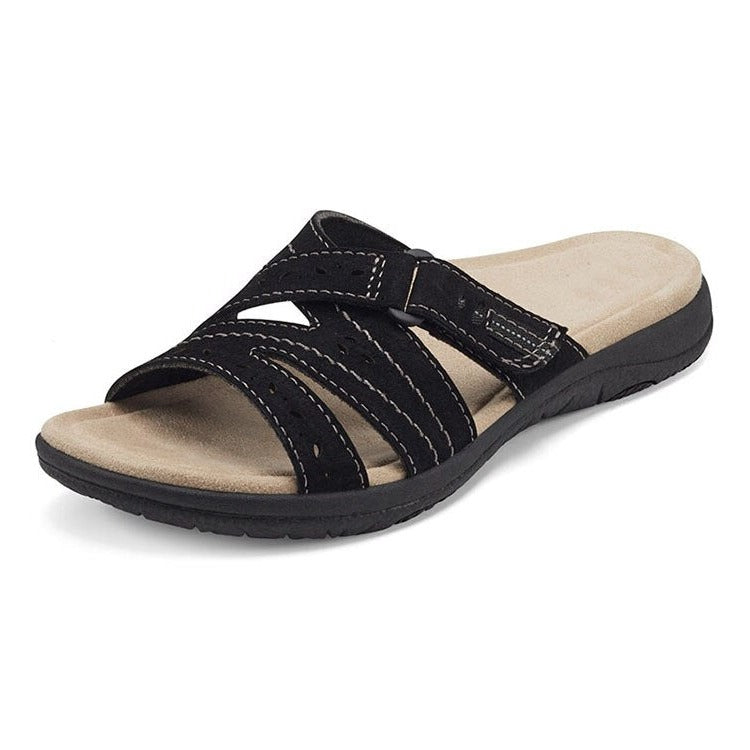 Women's Orthopedic Walking Sandals Hook and Loop Adjustable Strap Comfy Flat Shoes