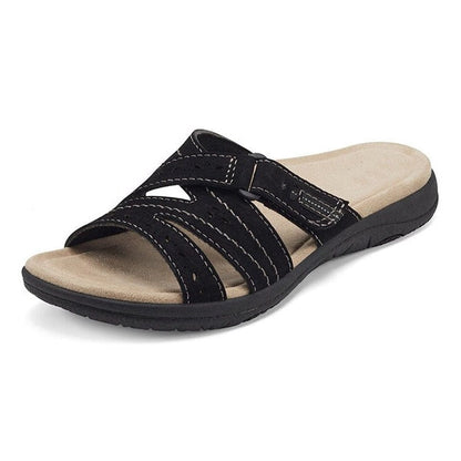 Women's Orthopedic Walking Sandals Hook and Loop Adjustable Strap Comfy Flat Shoes