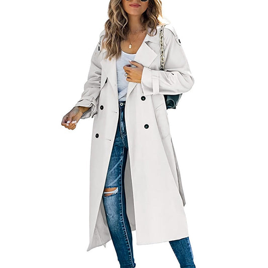 Tabitha Women's Double Breasted Long Coat - Fashinoza
