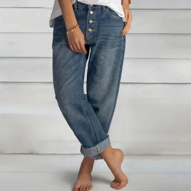 Women's High Waisted Boyfriend Jeans - Fashinoza