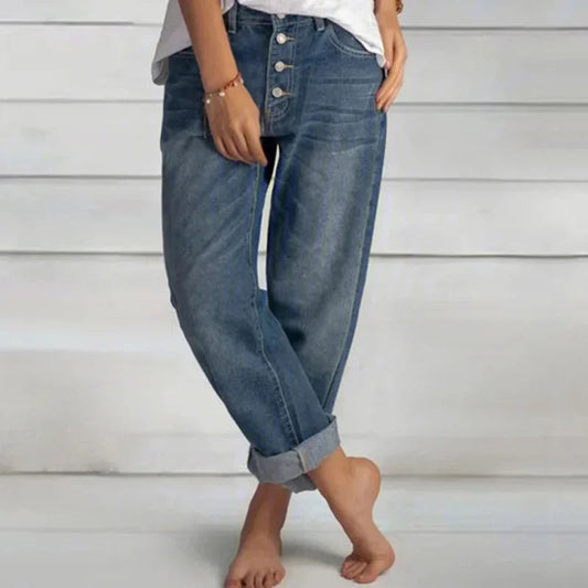Women's High Waisted Boyfriend Jeans - Fashinoza