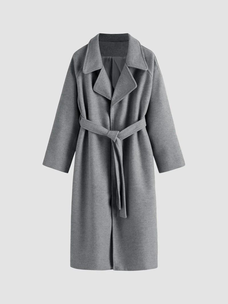 Elegant Long Belted Winter Wrap Coat