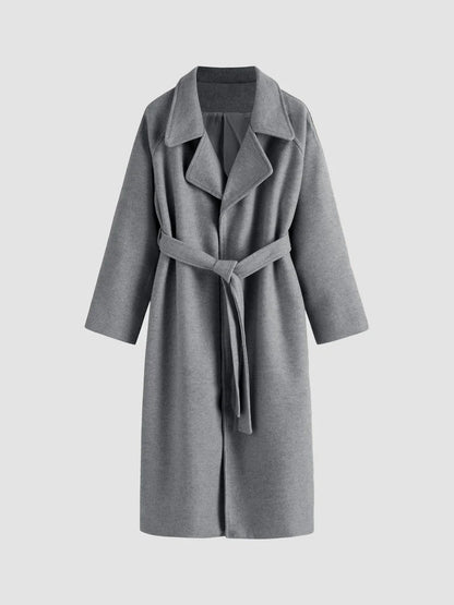 Elegant Long Belted Winter Wrap Coat