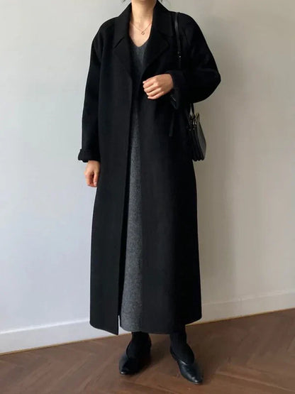 Elegant Long Belted Winter Wrap Coat