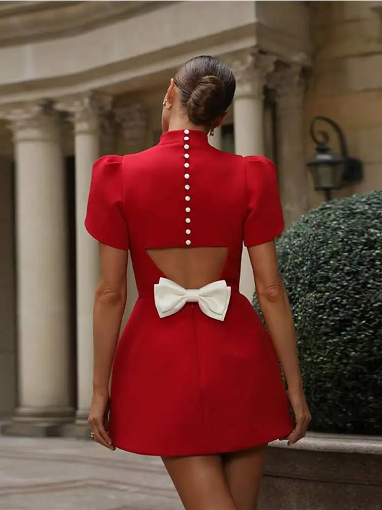 Image of Tatum | Women's Puff Sleeve A-Line Mini Dress