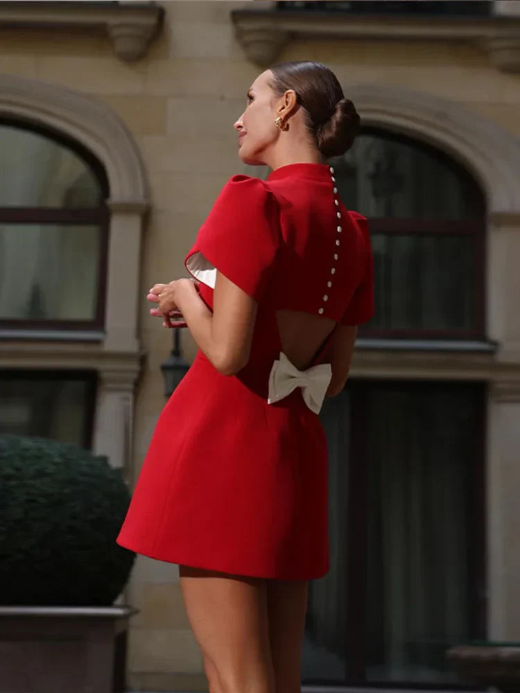 Image of Tatum | Women's Puff Sleeve A-Line Mini Dress