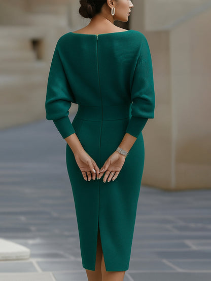 Draped Midi Knit Gown