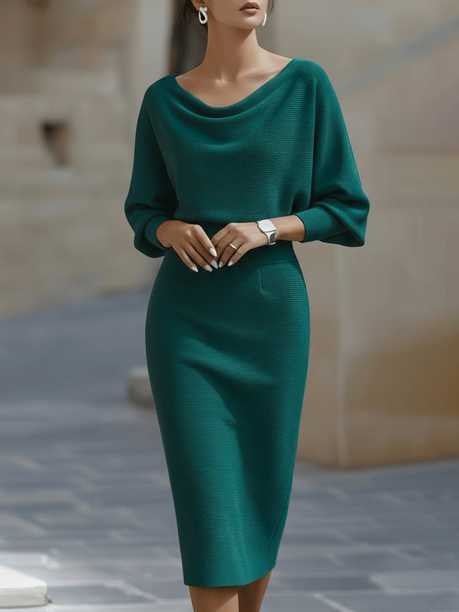 Draped Midi Knit Gown
