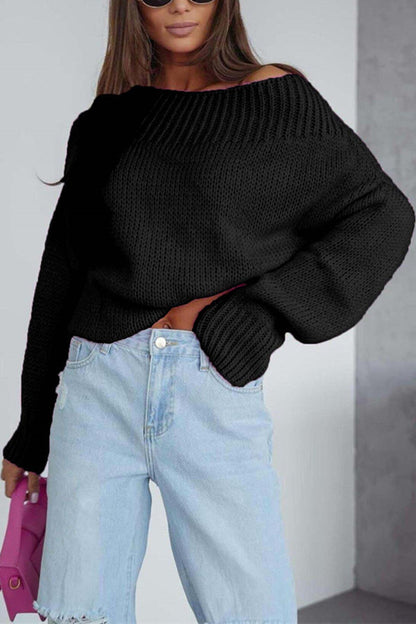 Women's Oversized Off The Shoulder Sweater - Fashinoza