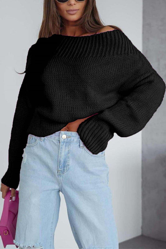 Women's Oversized Off The Shoulder Sweater - Fashinoza