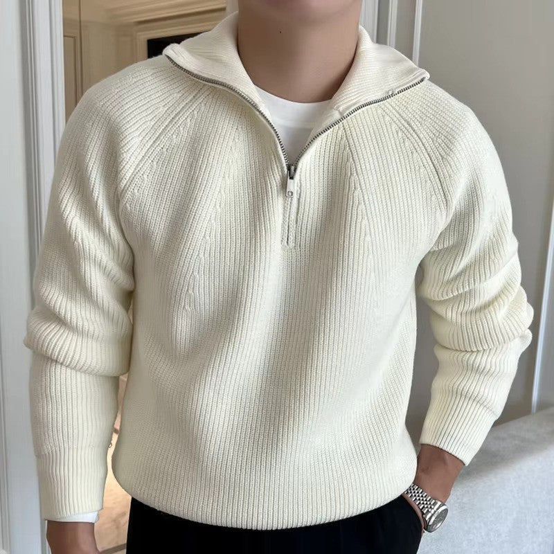 Men's Terry Half-Zip Sweater - Fashinoza