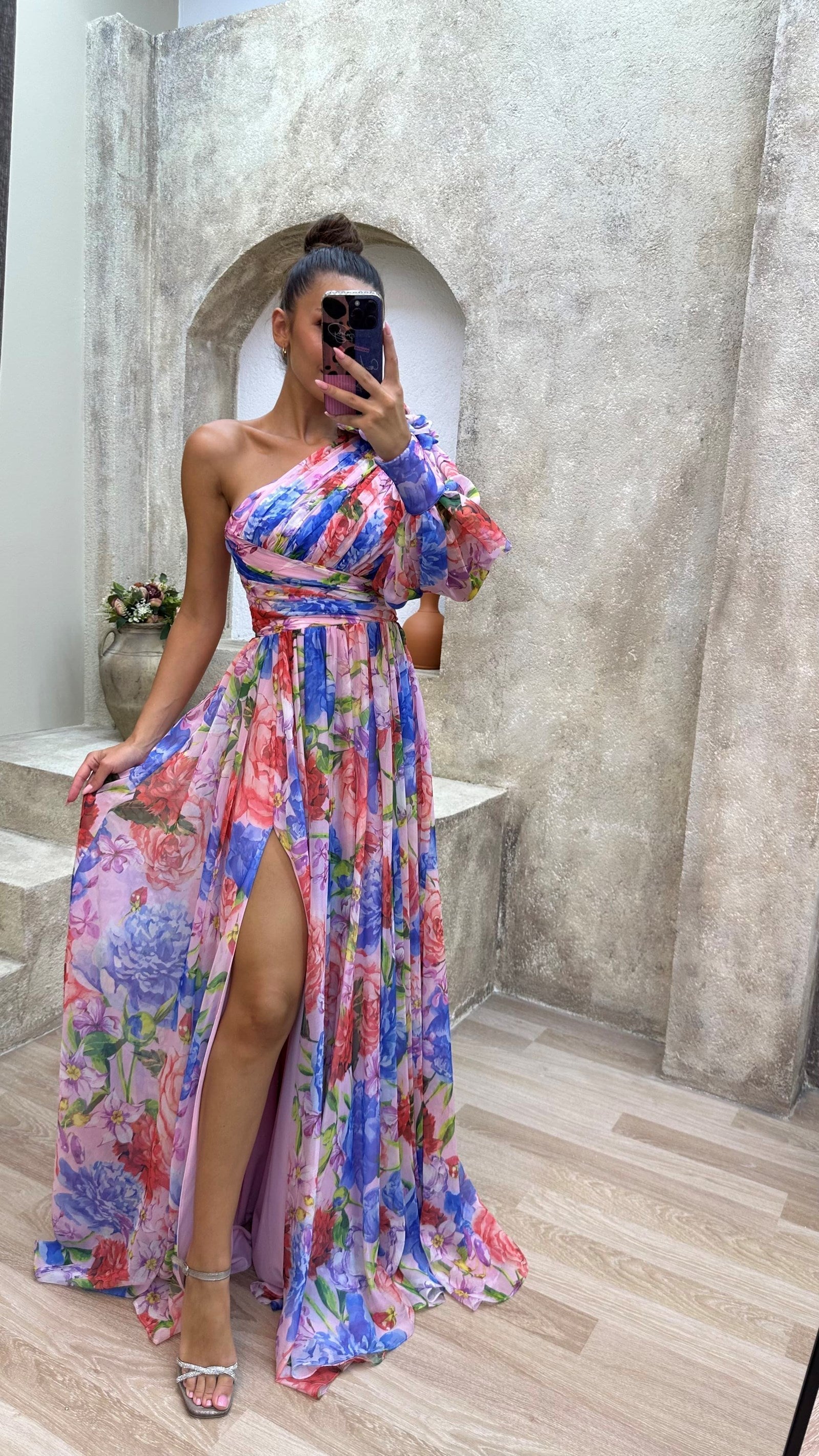 Image of Tessa | Women's One Shoulder Floral Maxi Dress