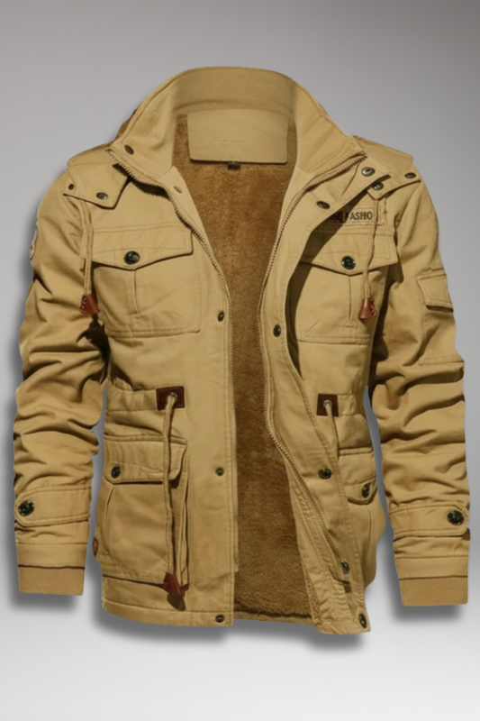 Men's Fleece Hooded Turtleneck Jacket - 
Fashinoza