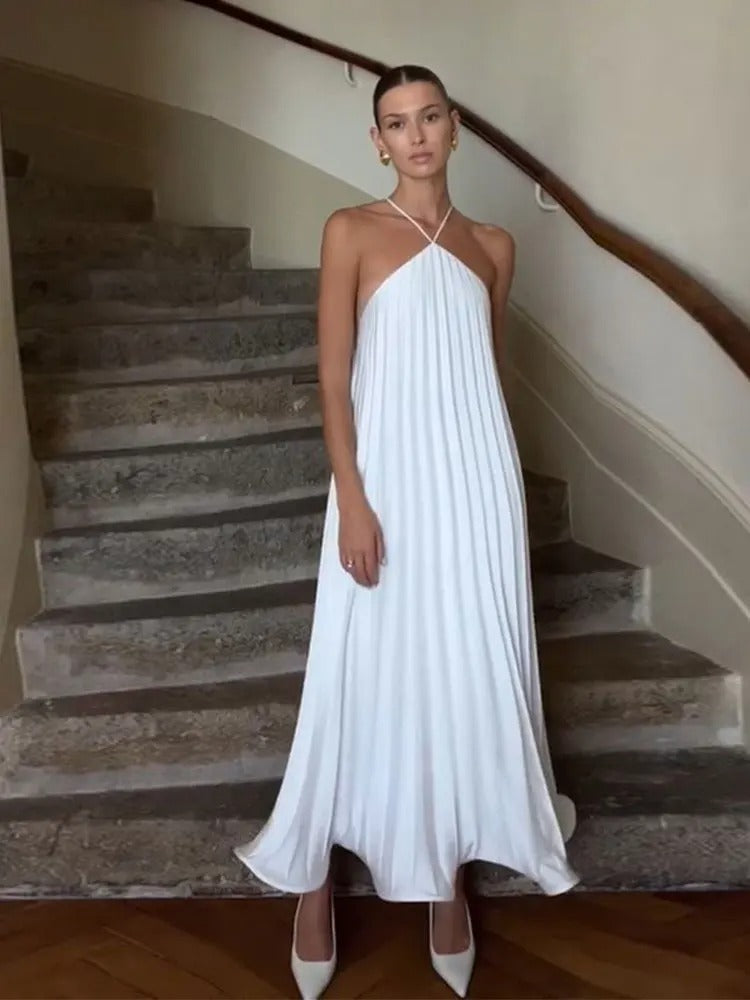 Tiffany Women's Sleeveless Maxi Dress Pleated - 
Fashinoza