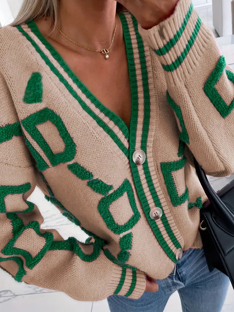 Image of Tina | Women's Button-Front V-Neck Long Sleeve Cardigan