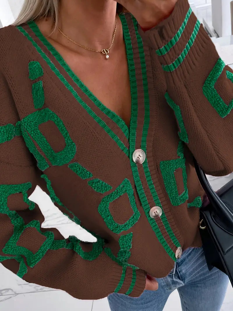 Image of Tina | Women's Button-Front V-Neck Long Sleeve Cardigan