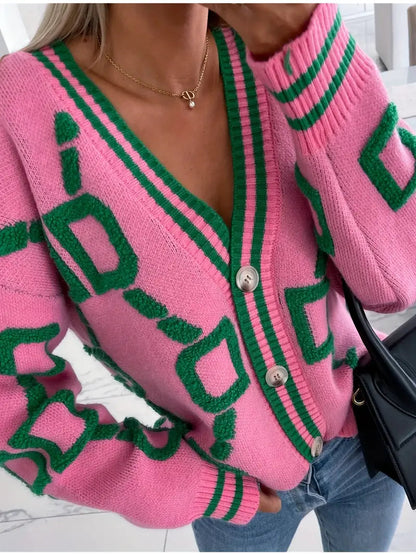 Women's Long Sleeve V-Neck Cardigan - Fashinoza