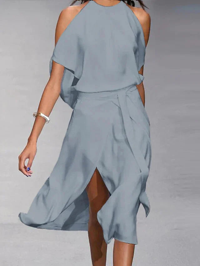 Women's Sleeveless Midi Wrap Dress - 
Fashinoza