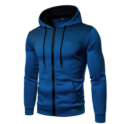 Men's Sporty Zip-Up Hoodie Gradient Dot Print Adjustable Drawstring