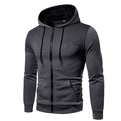 Men's Sporty Zip-Up Hoodie Gradient Dot Print Adjustable Drawstring